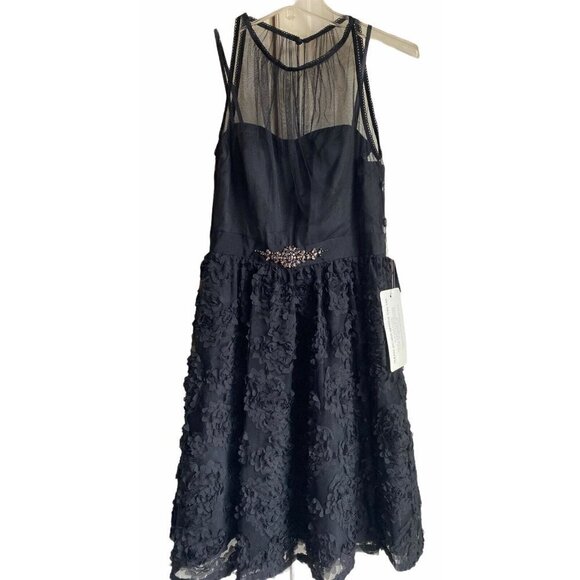 Adrianna Papell Sz 4 Black Sleeveless Chiffon Petal Party Dress NWT‎ $220 - Picture 2 of 8